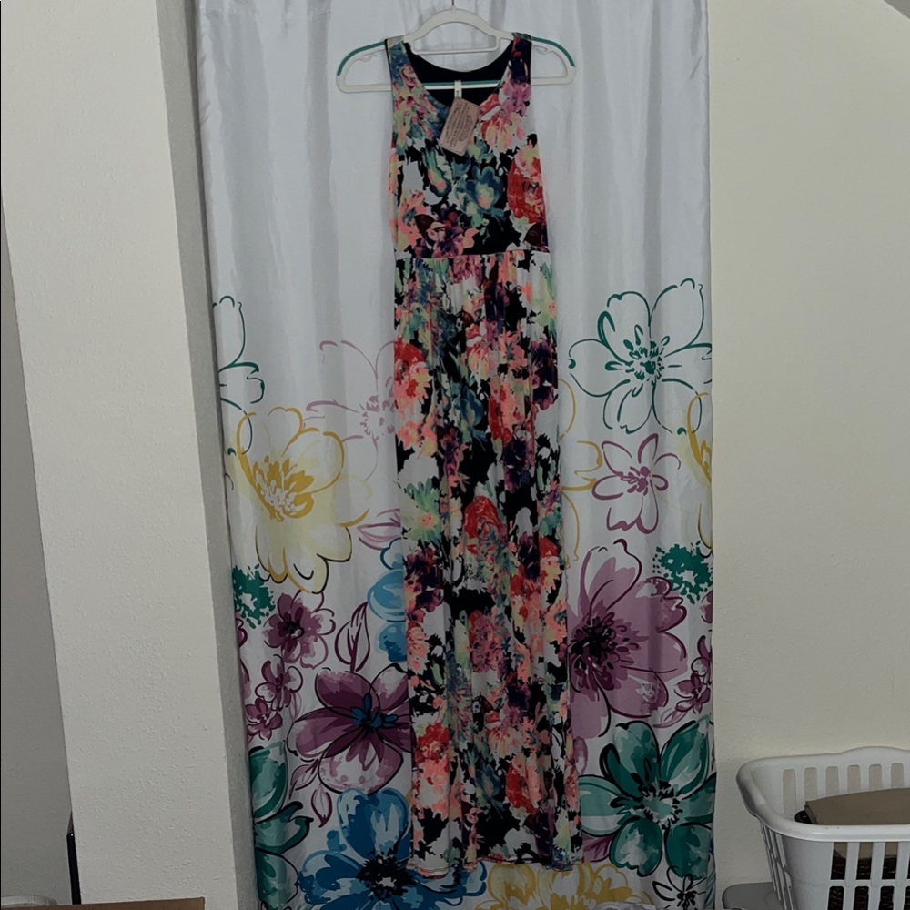 Bellamie Floral Print Racerback Maxi Dress